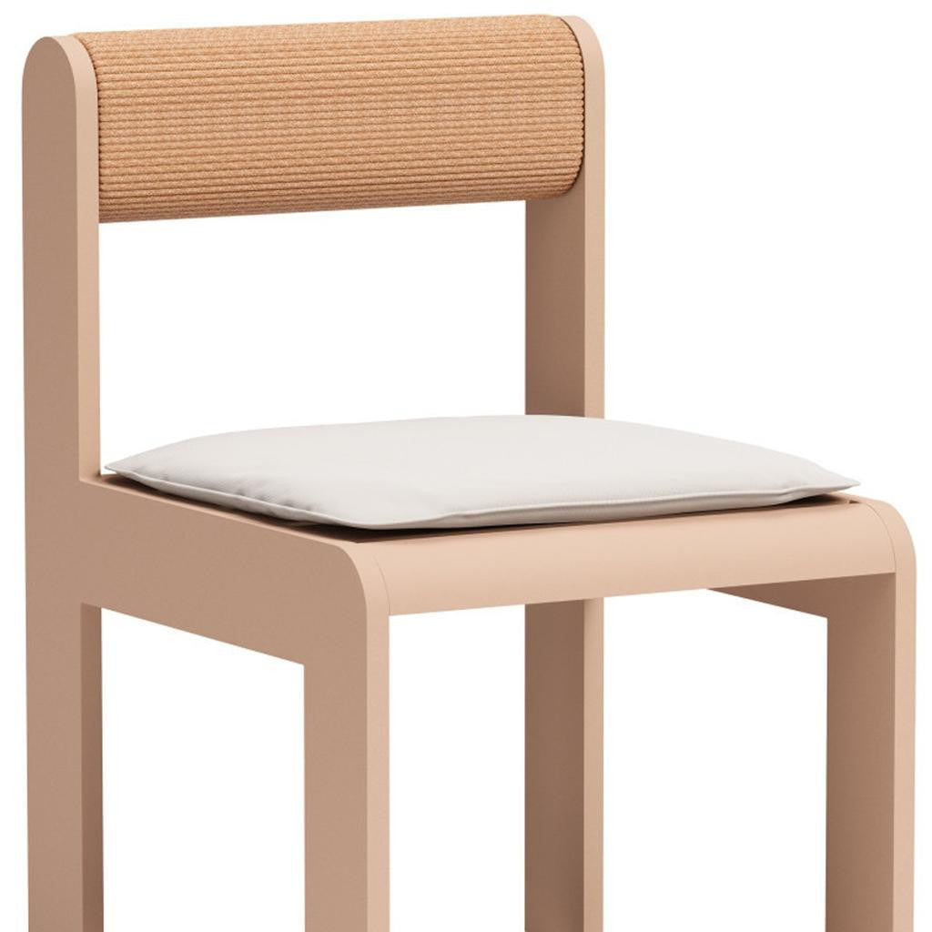 Set of Two White and Natural Slipcovered Upholstered And Aluminum Open Back Dining Side Chairs - GreatEagleInc
