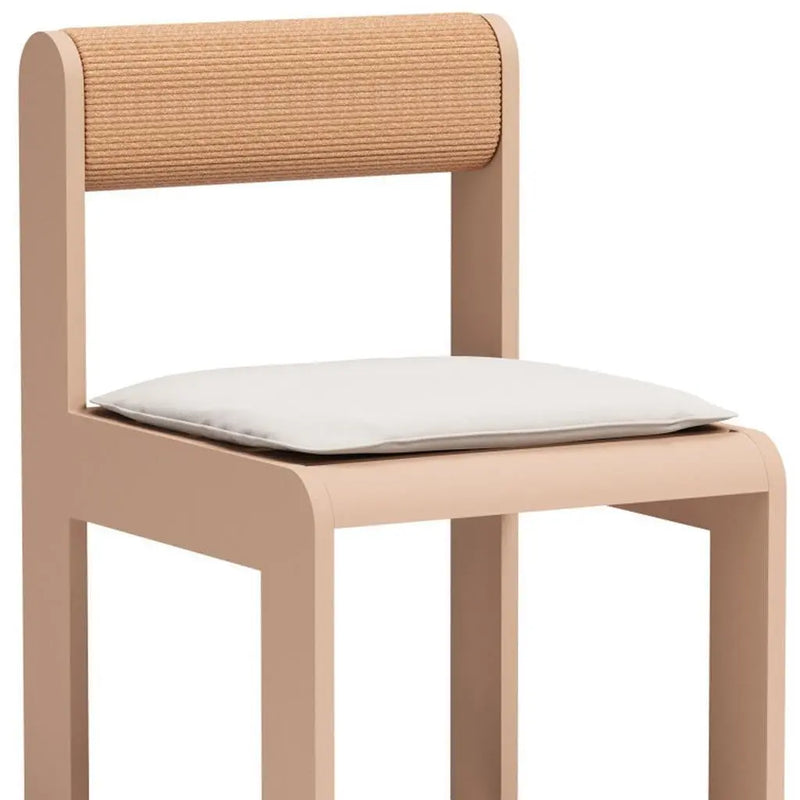 Set of Two White and Natural Slipcovered Upholstered And Aluminum Open Back Dining Side Chairs - GreatEagleInc