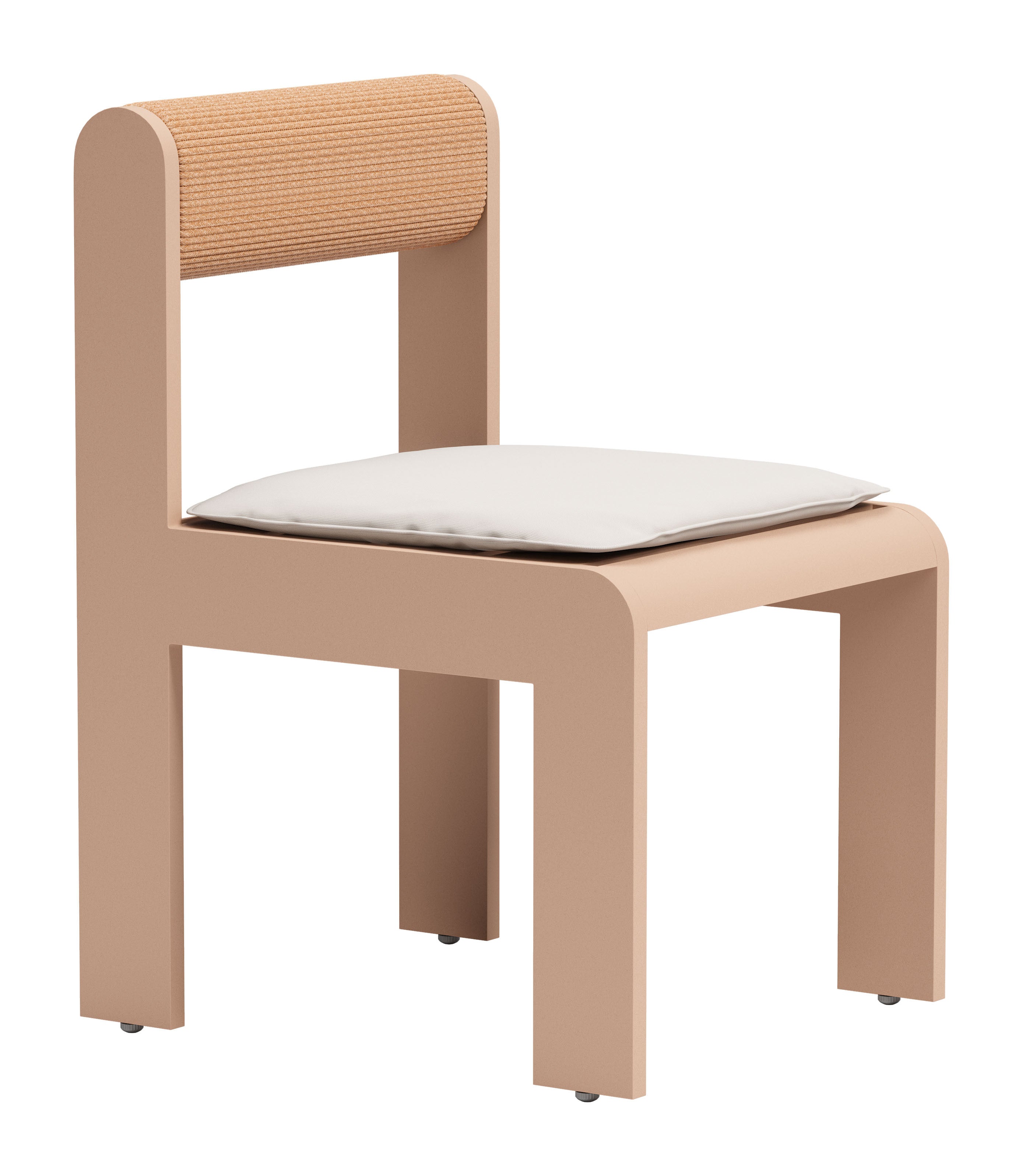 Set of Two White and Natural Slipcovered Upholstered And Aluminum Open Back Dining Side Chairs - GreatEagleInc