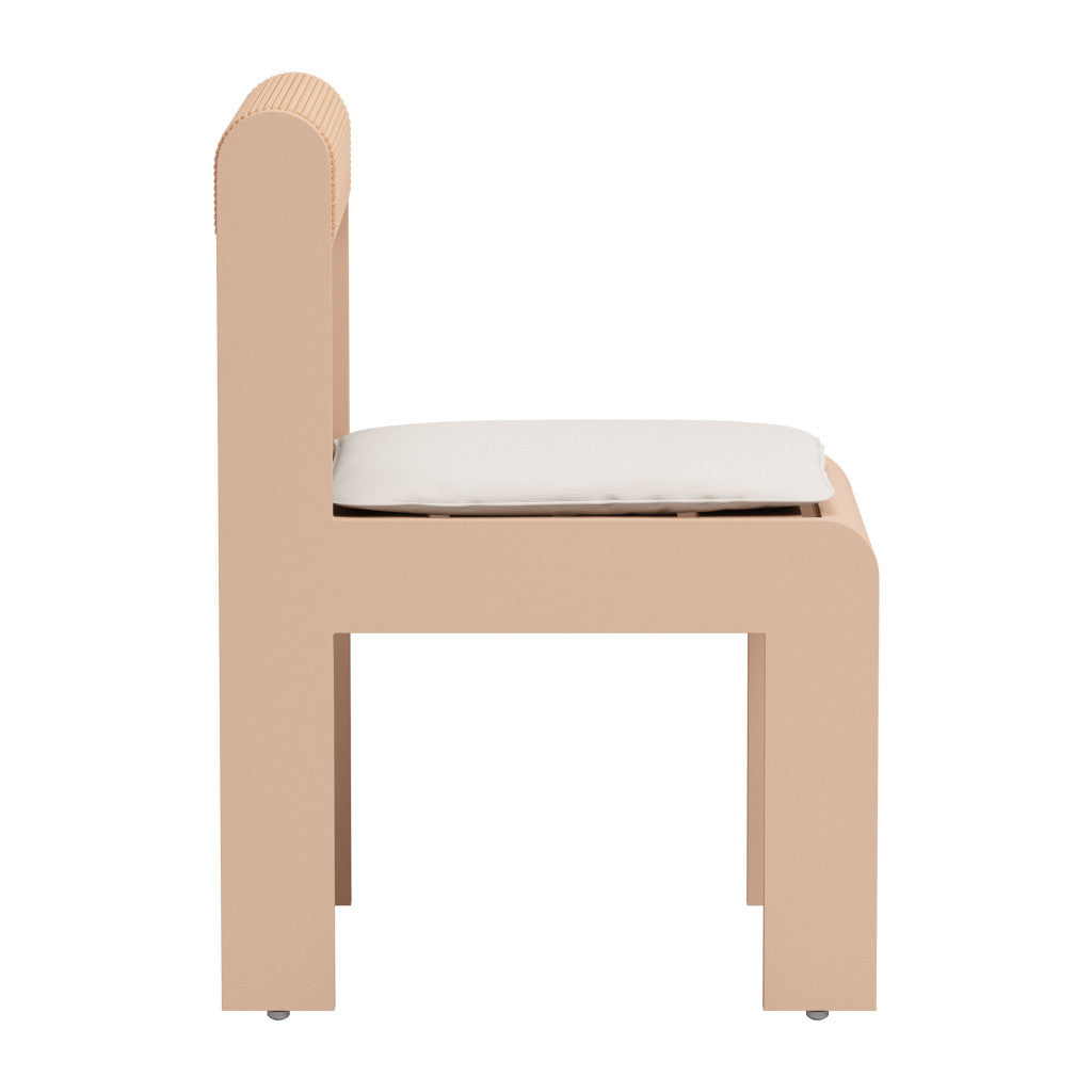 Set of Two White and Natural Slipcovered Upholstered And Aluminum Open Back Dining Side Chairs - GreatEagleInc