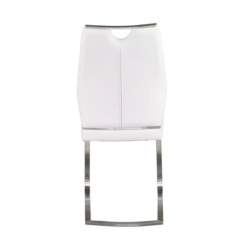 Set of Two White and Silver Upholstered Leather Dining Side Chairs Homeroots Kitchen & Dining
