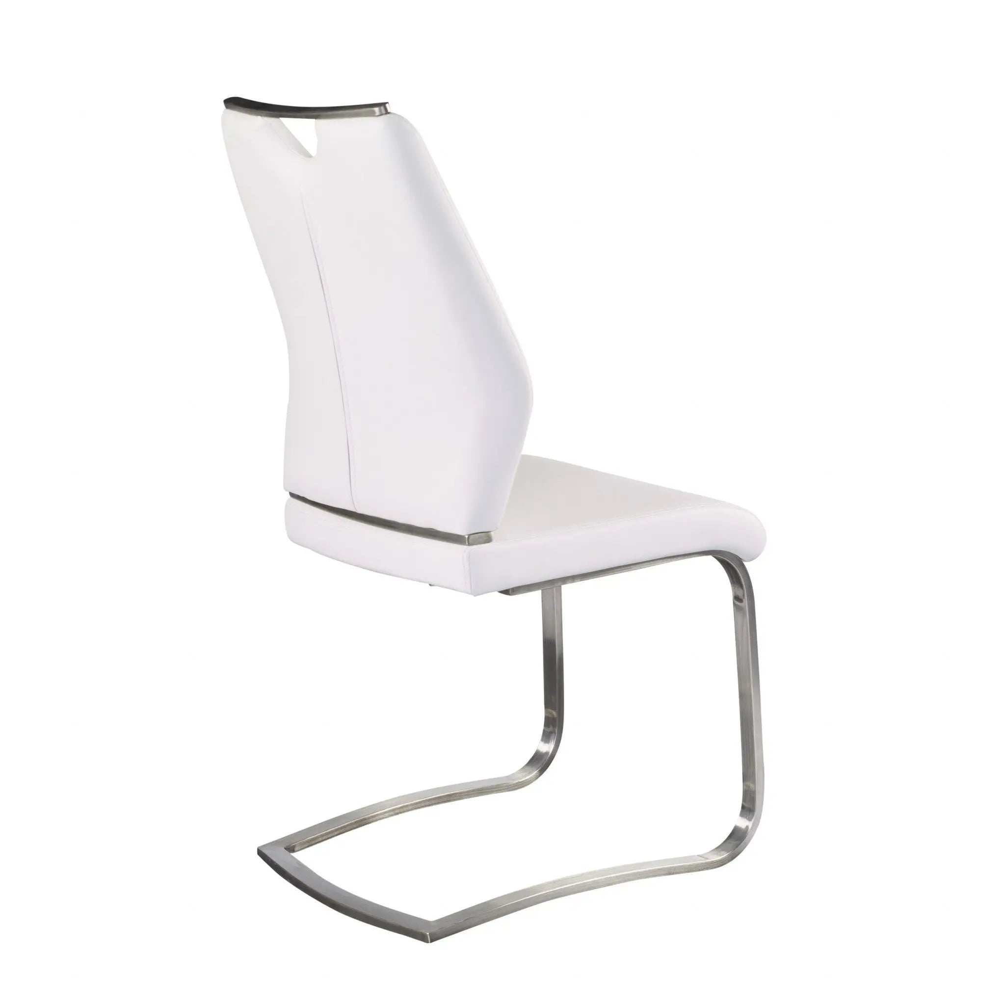 Set of Two White and Silver Upholstered Leather Dining Side Chairs Homeroots Kitchen & Dining
