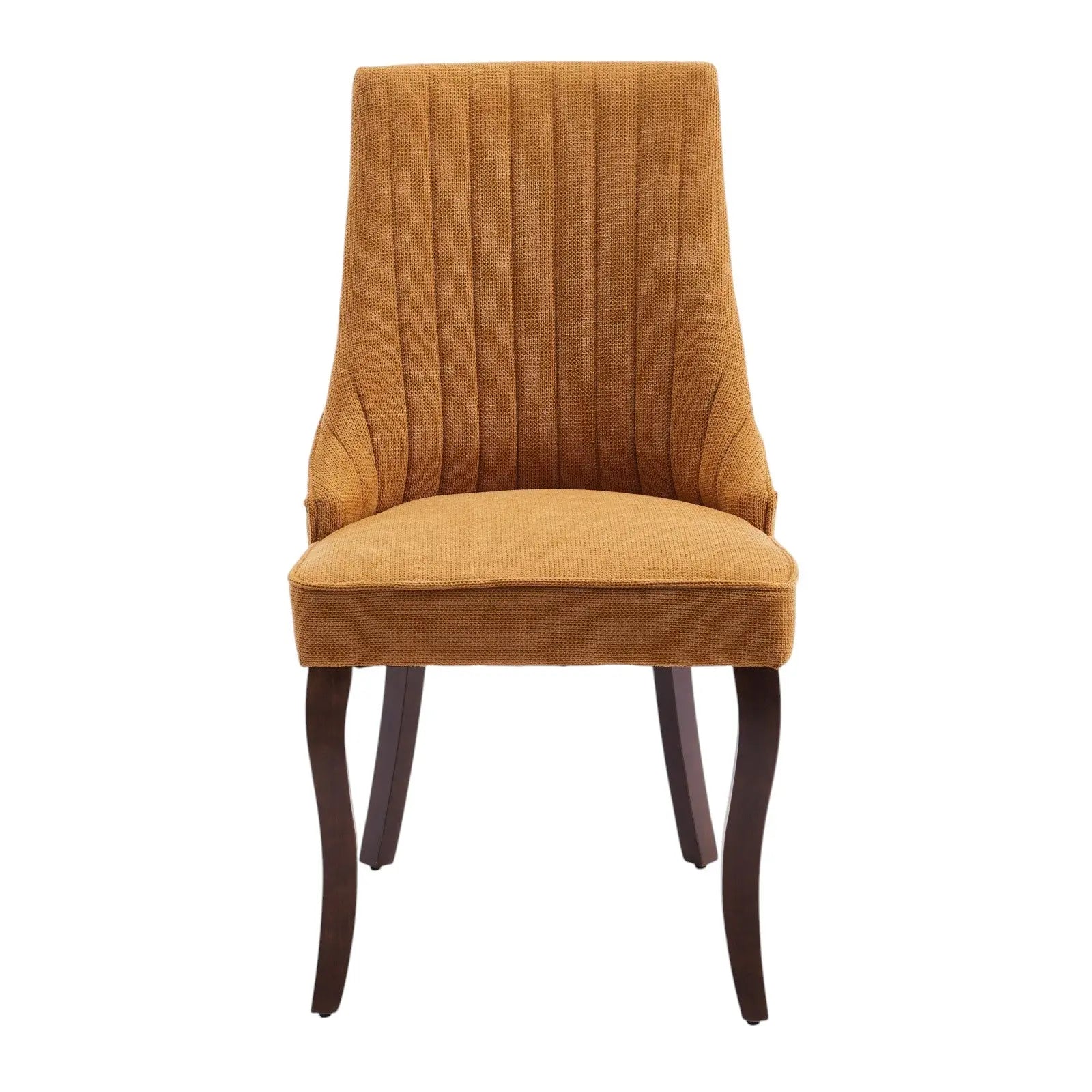 Set of Two Yellow and Brown Tufted Solid Wood Dining Side Chairs Homeroots Kitchen & Dining