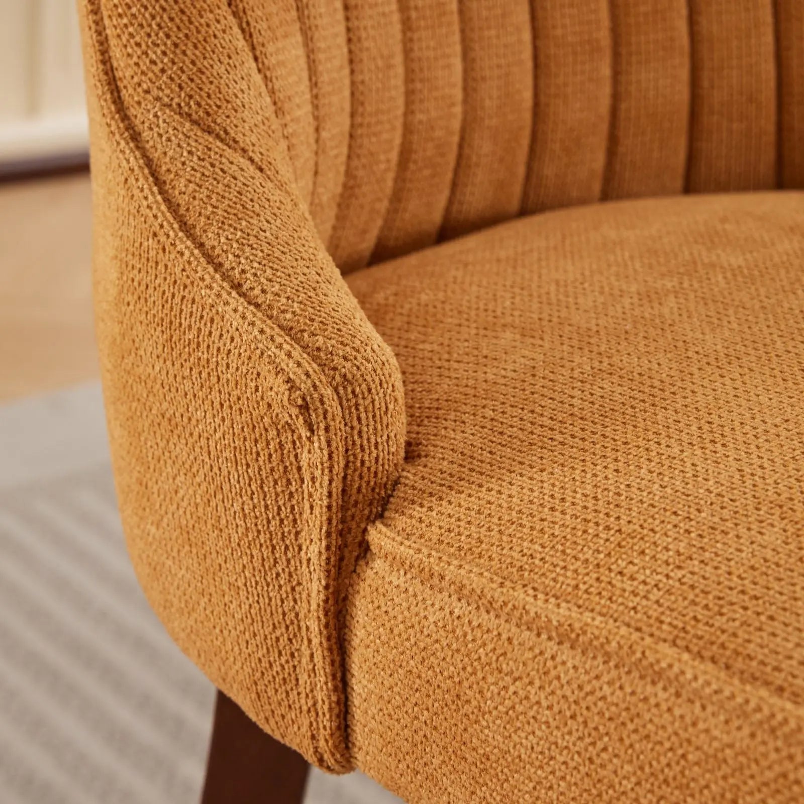 Set of Two Yellow and Brown Tufted Solid Wood Dining Side Chairs Homeroots Kitchen & Dining