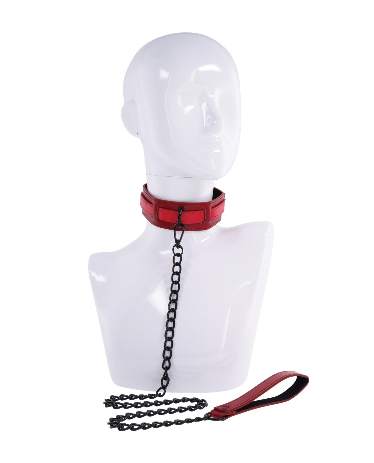 Sex & Mischief Ex's & Oh's Collar & Leash - Red/Black - GreatEagleInc