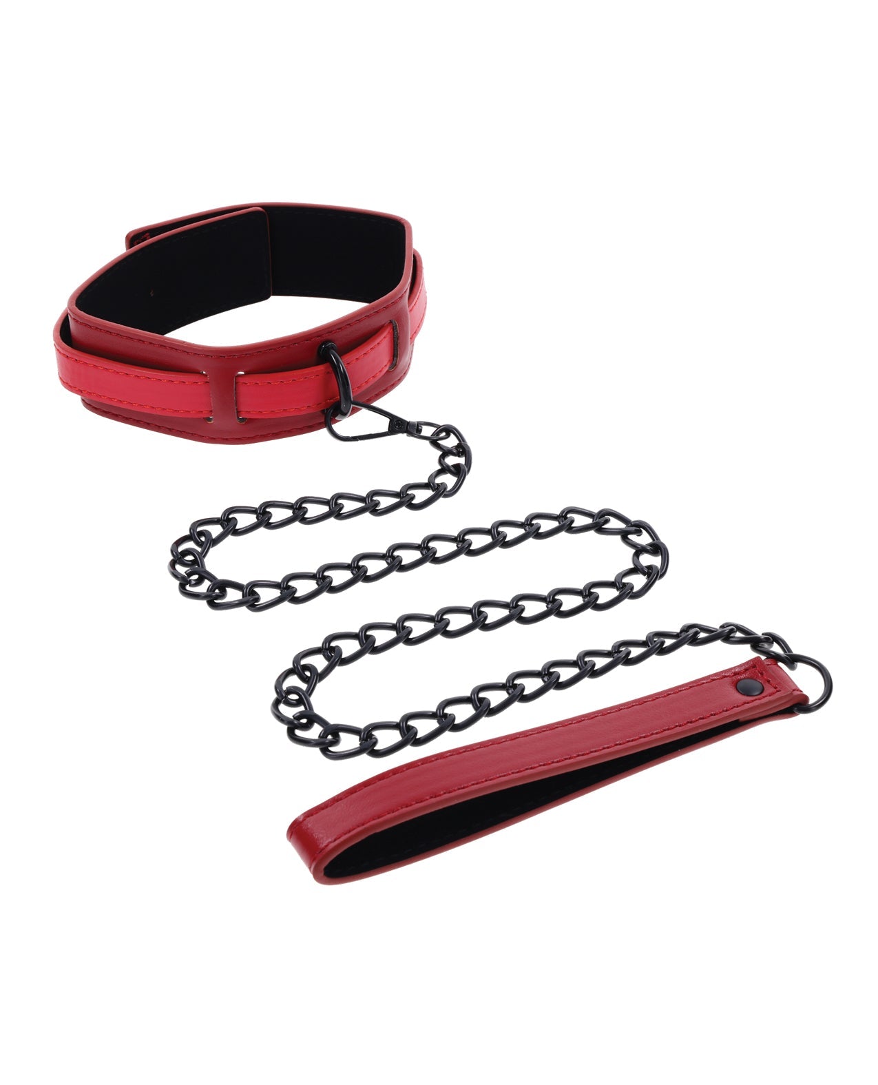 Sex & Mischief Ex's & Oh's Collar & Leash - Red/Black - GreatEagleInc