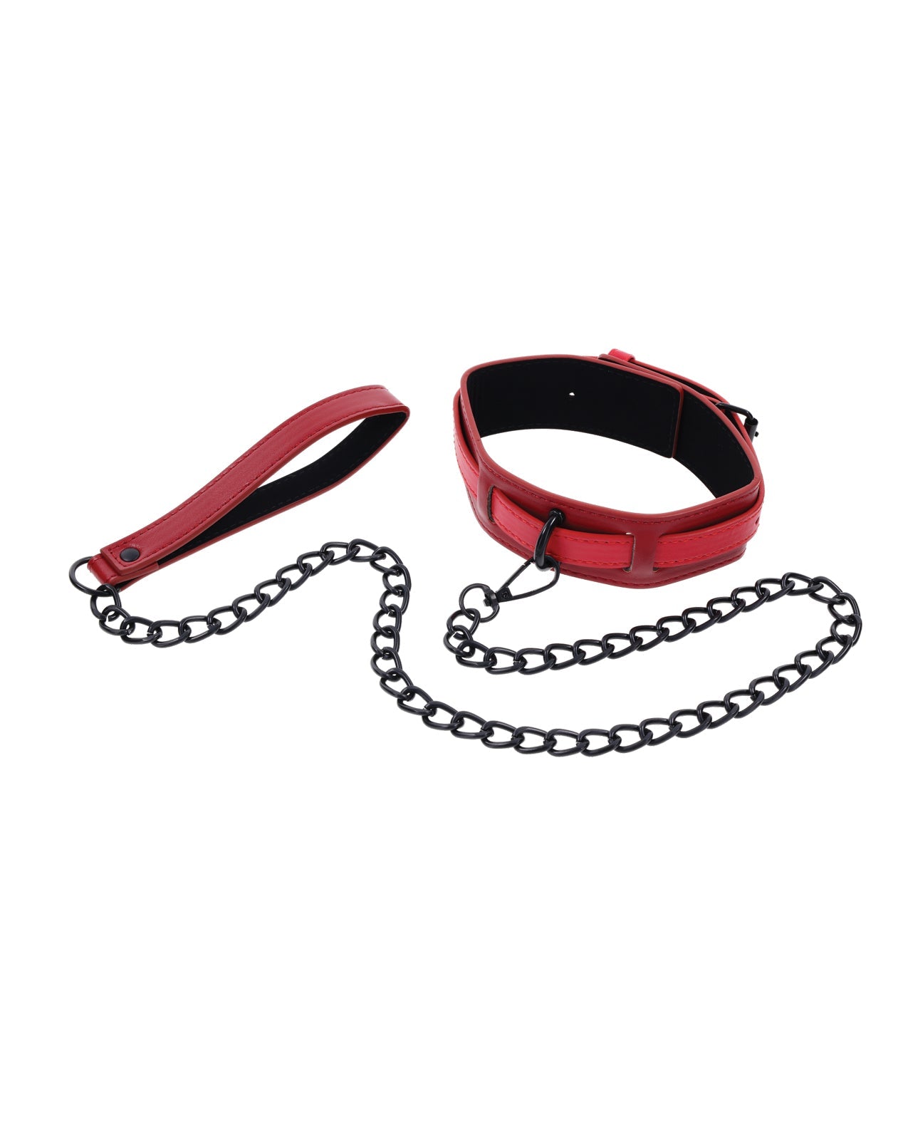 Sex & Mischief Ex's & Oh's Collar & Leash - Red/Black - GreatEagleInc
