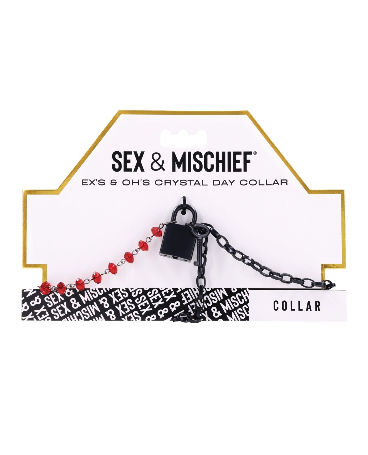 Sex & Mischief Ex's & Oh's Crystal Day Collar - Red/Black - GreatEagleInc