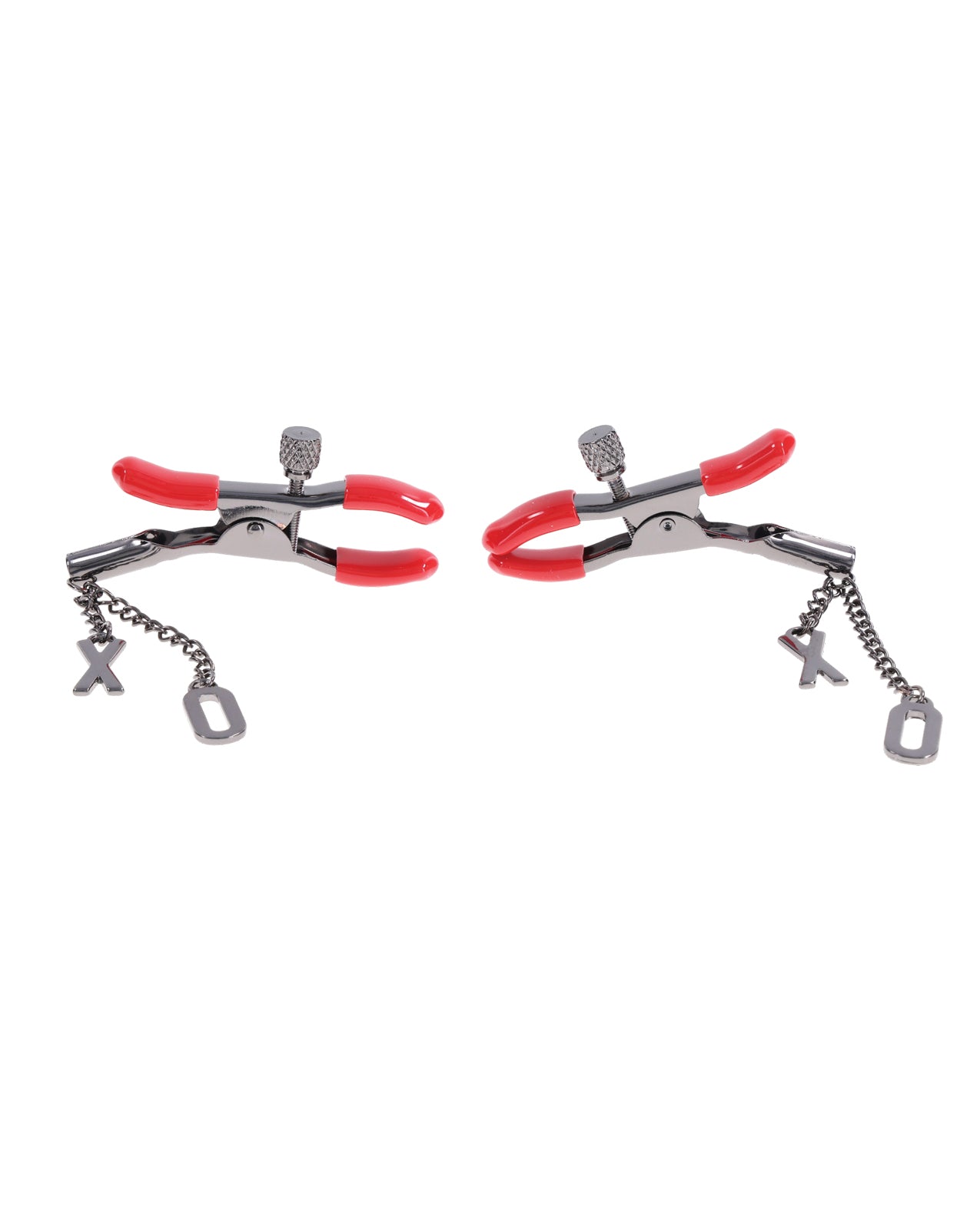 Sex & Mischief Ex's & Oh's Nipple Clmaps - Red/Black - GreatEagleInc