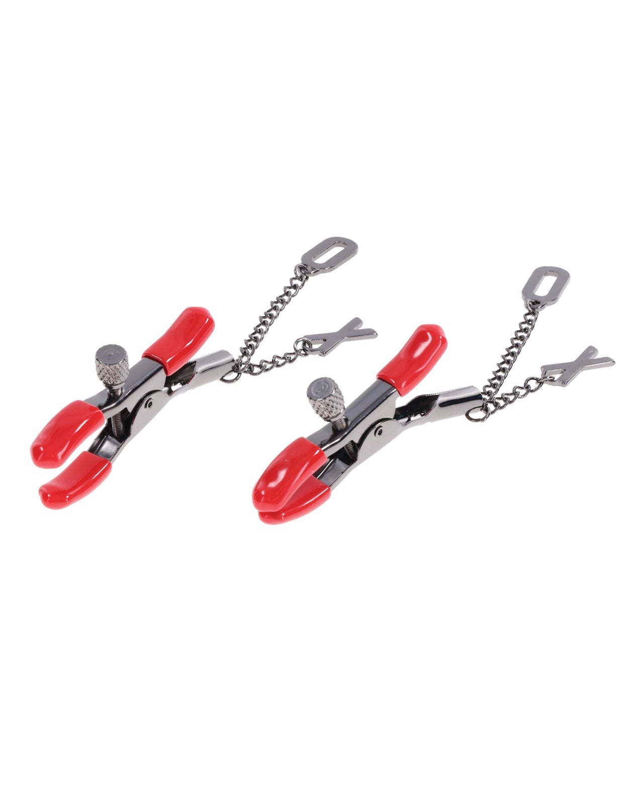 Sex & Mischief Ex's & Oh's Nipple Clmaps - Red/Black - GreatEagleInc
