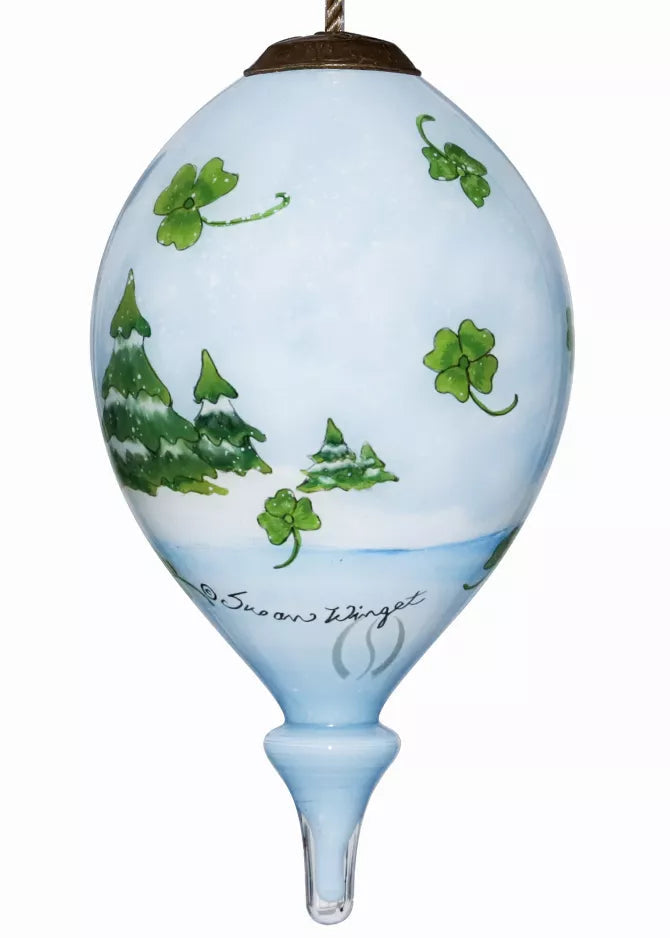 Shamrock Snowman Hand Painted Glass Ornament Inner Beauty Gifts