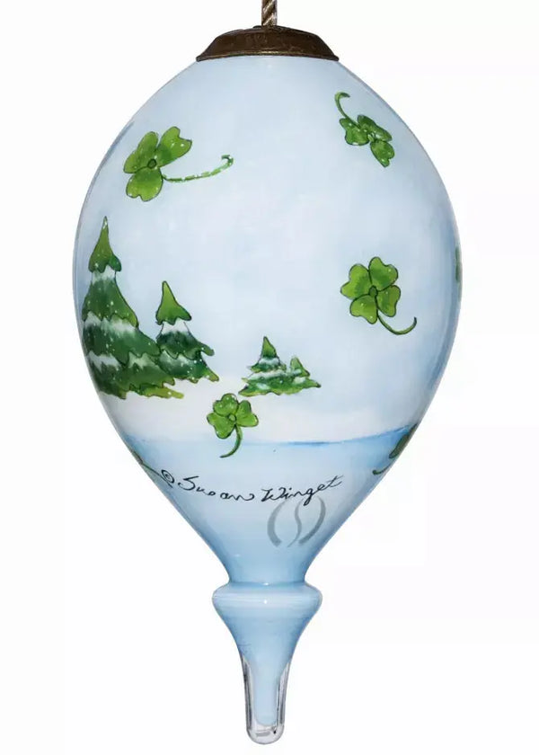 Shamrock Snowman Hand Painted Glass Ornament Inner Beauty Gifts