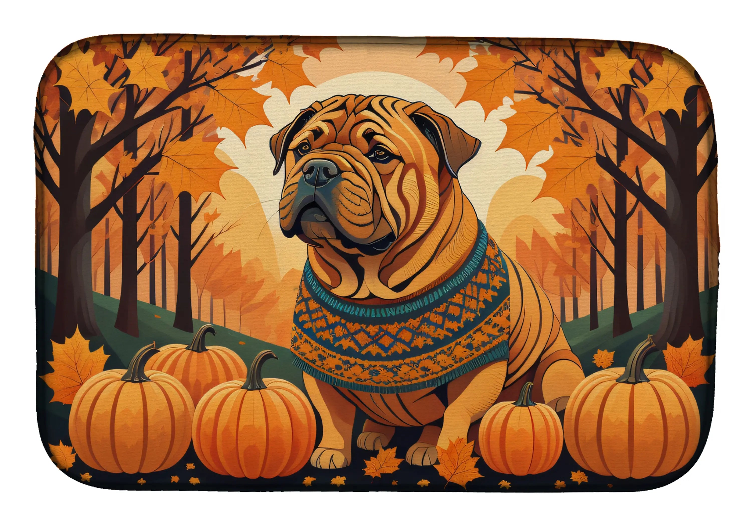 Shar Pei Fall Dish Drying Mat Caroline's Treasures