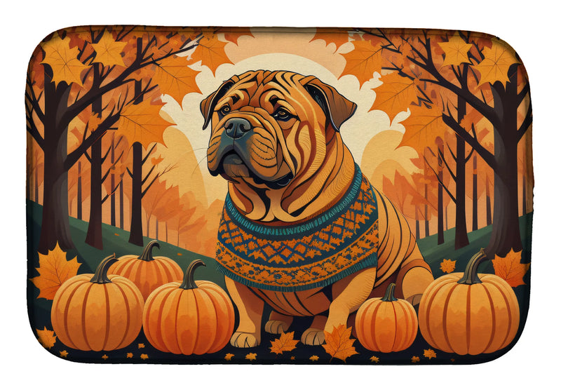 Shar Pei Fall Dish Drying Mat Caroline's Treasures