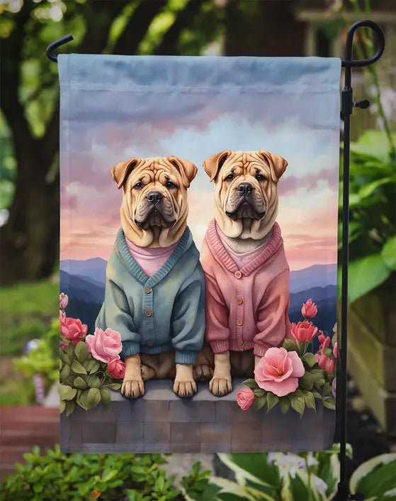 Shar Pei Two Hearts Garden Flag Caroline's Treasures