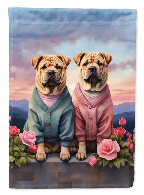 Shar Pei Two Hearts Garden Flag Caroline's Treasures