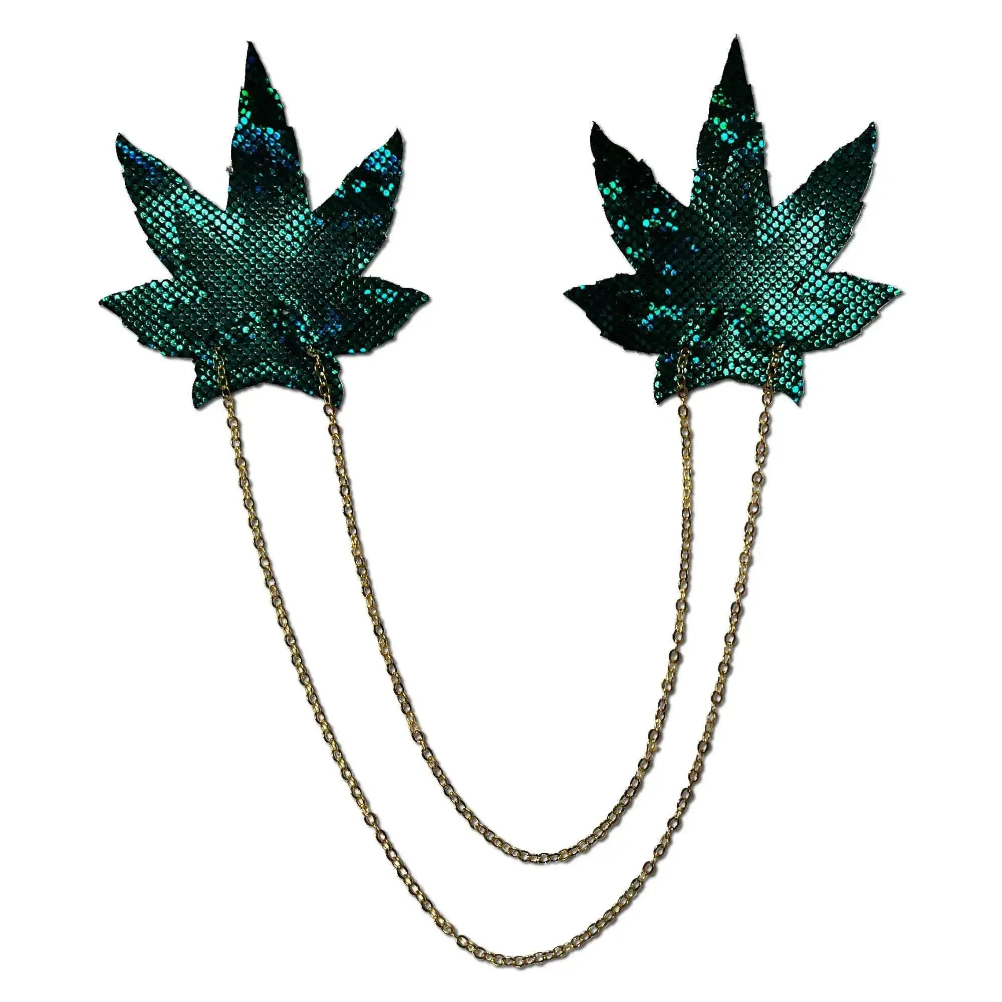 Shattered-Glass-Disco-Ball-Weed-W-Gold-Chain-Nipple-Pasties-Pastease-335407555