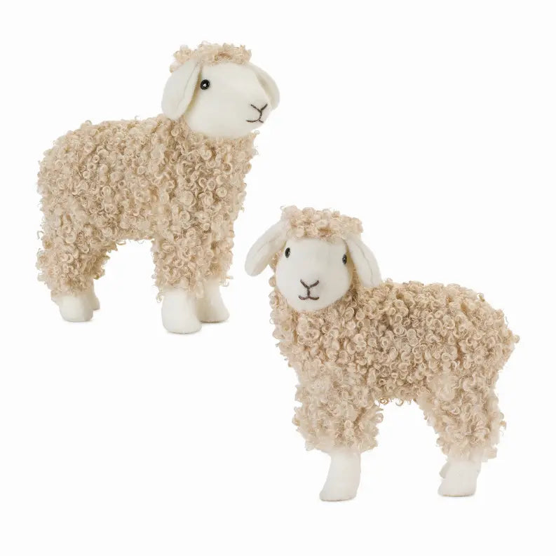 Sheep (Set of 2) 9.5"L x 10.5"H, 9"L x 10.75"H Foam/Fabric Melrose Intl.
