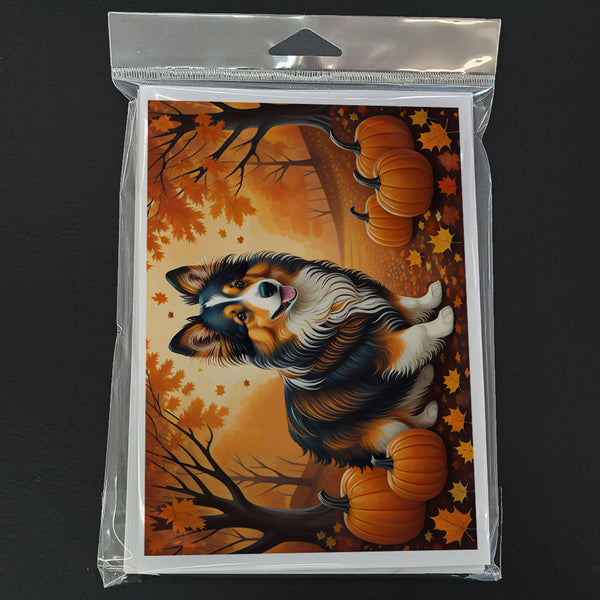 Sheltie Fall Greeting Cards Pack of 8 Caroline's Treasures