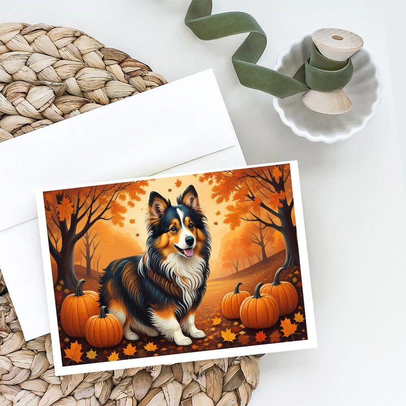 Sheltie Fall Greeting Cards Pack of 8 Caroline's Treasures
