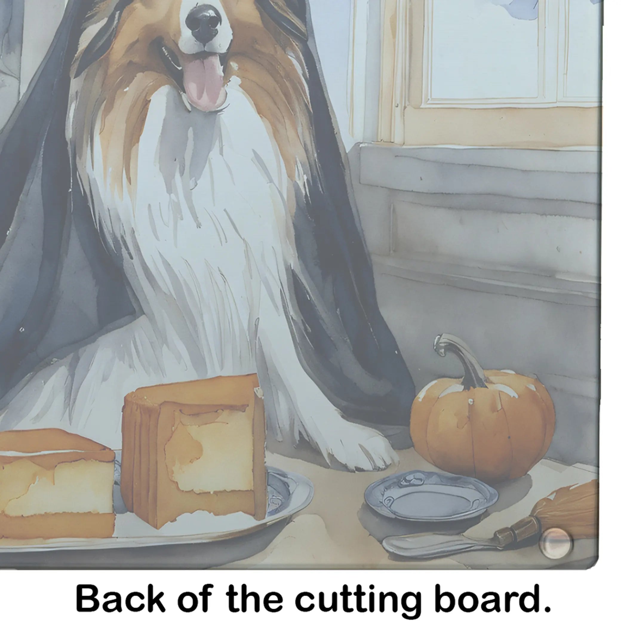Sheltie Fall Kitchen Pumpkins Glass Cutting Board Caroline's Treasures