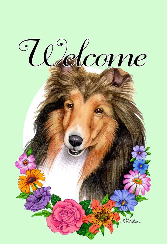 Sheltie Sable- Best of Breed Welcome Flowers Garden Flag Best of Breed