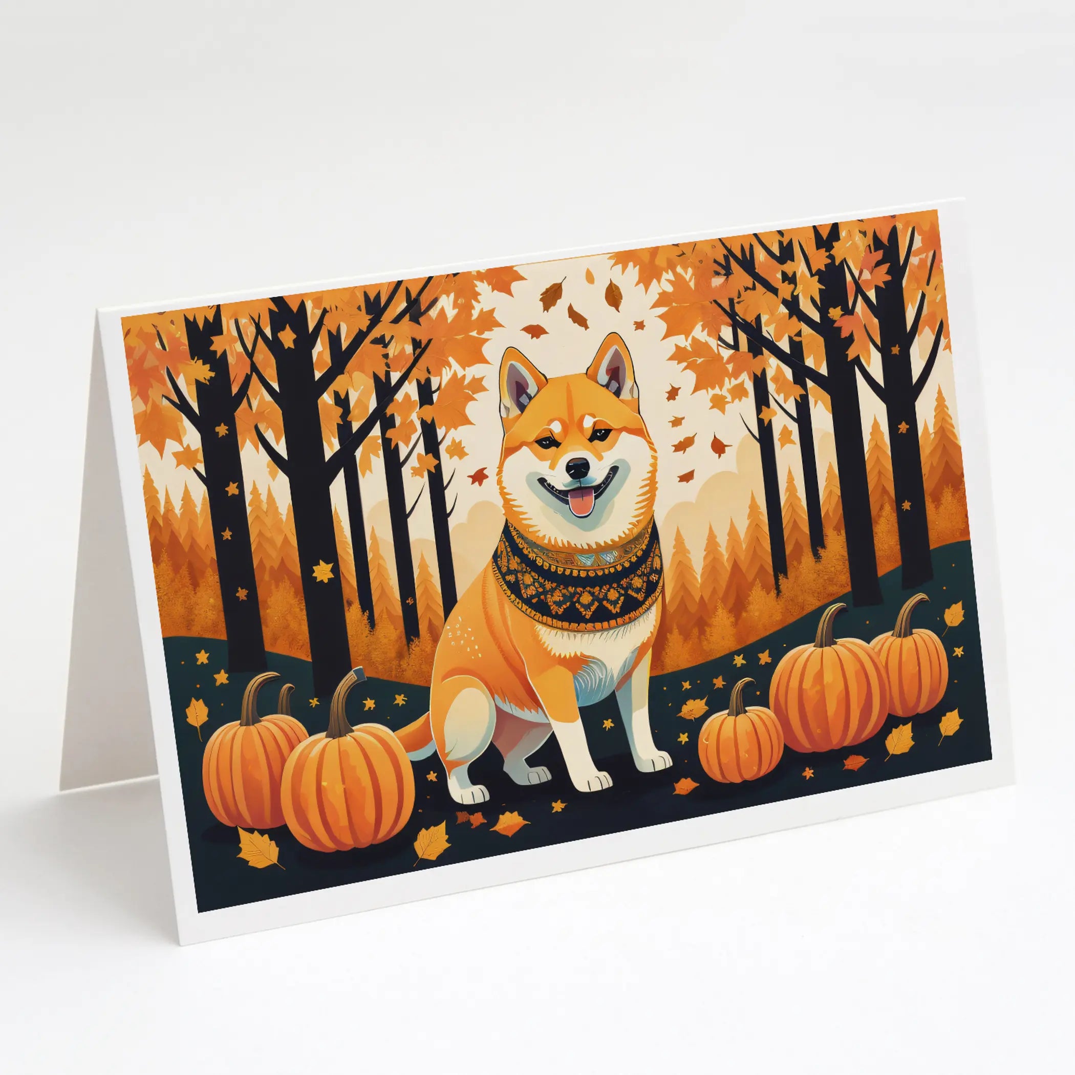 Shiba Inu Fall Greeting Cards Pack of 8 Caroline's Treasures