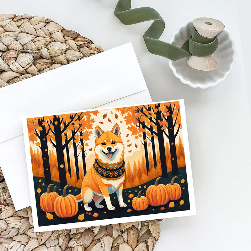 Shiba Inu Fall Greeting Cards Pack of 8 Caroline's Treasures