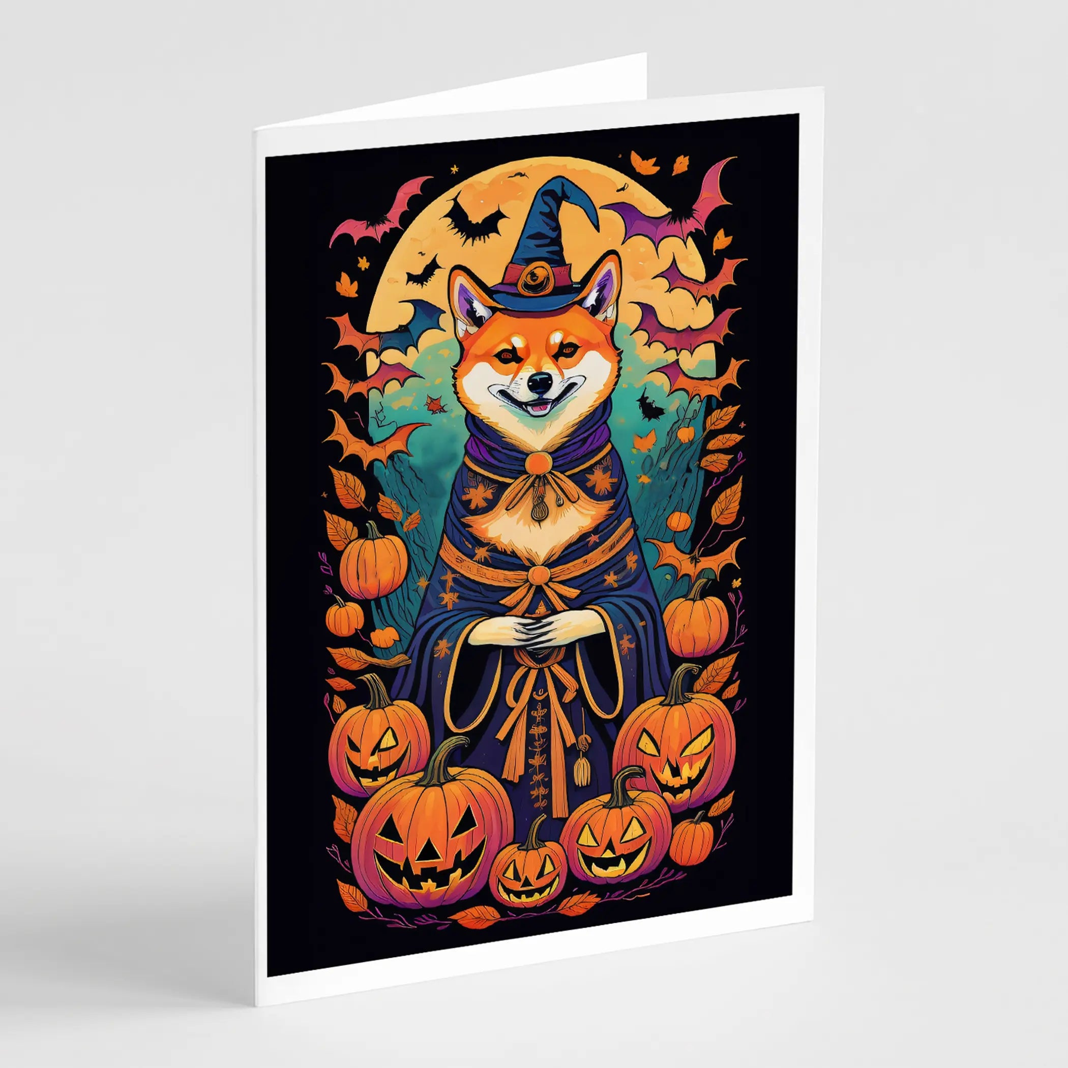 Shiba Inu Witchy Halloween Greeting Cards Pack of 8 Caroline's Treasures