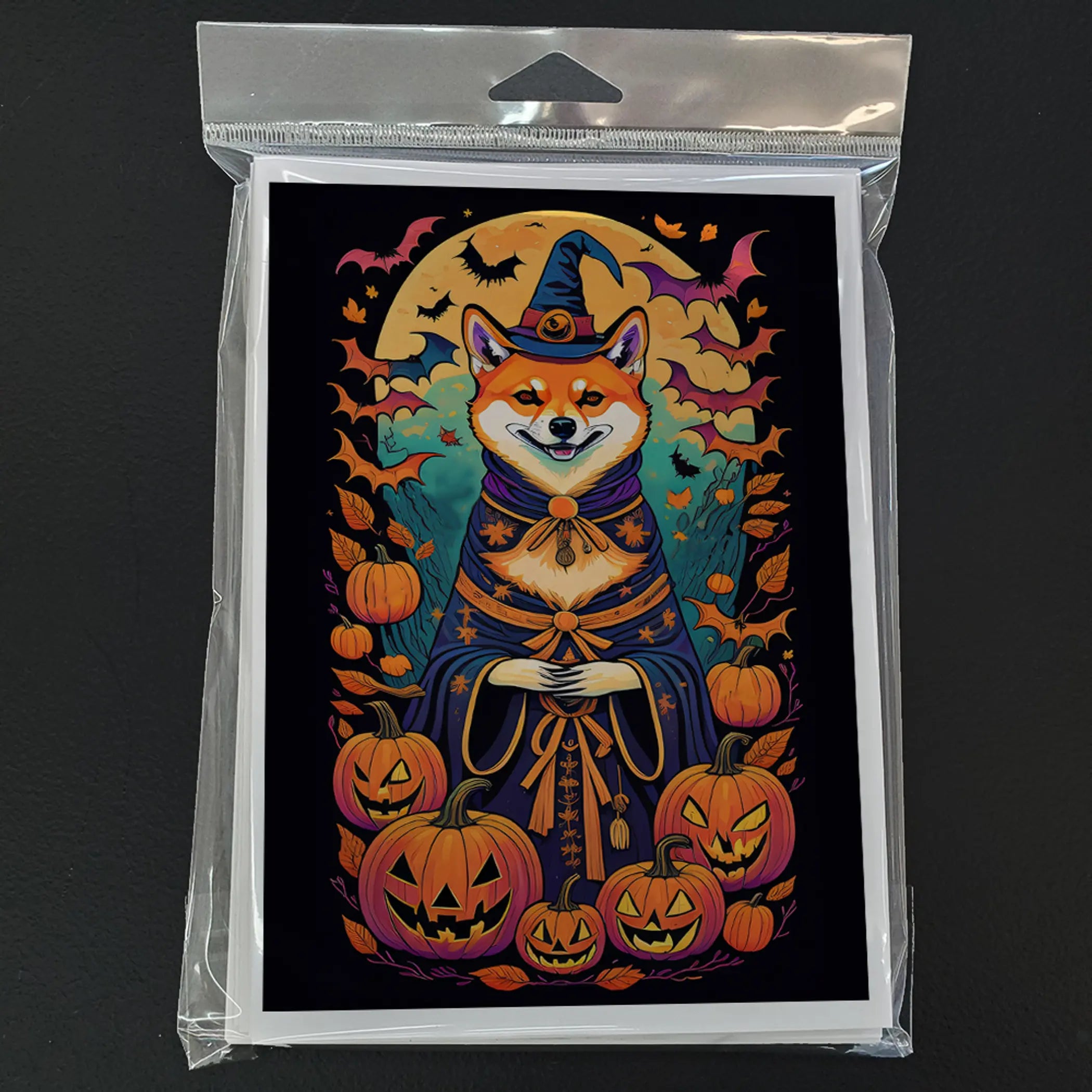 Shiba Inu Witchy Halloween Greeting Cards Pack of 8 Caroline's Treasures