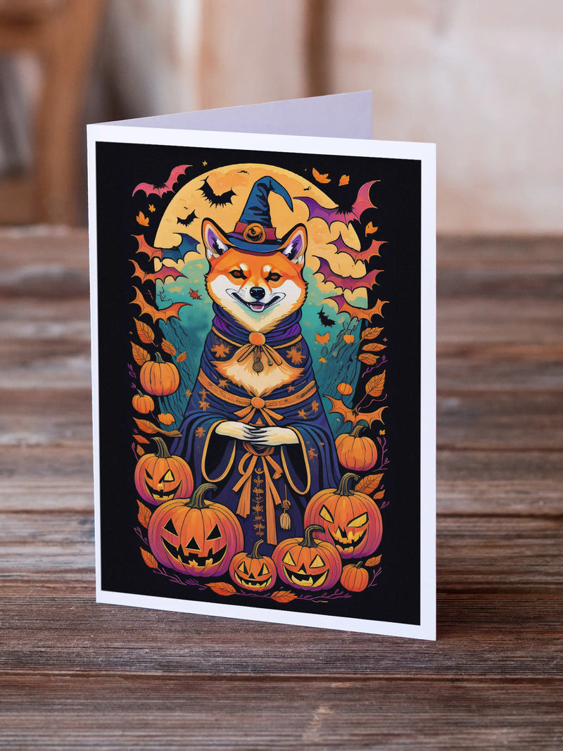 Shiba Inu Witchy Halloween Greeting Cards Pack of 8 Caroline's Treasures