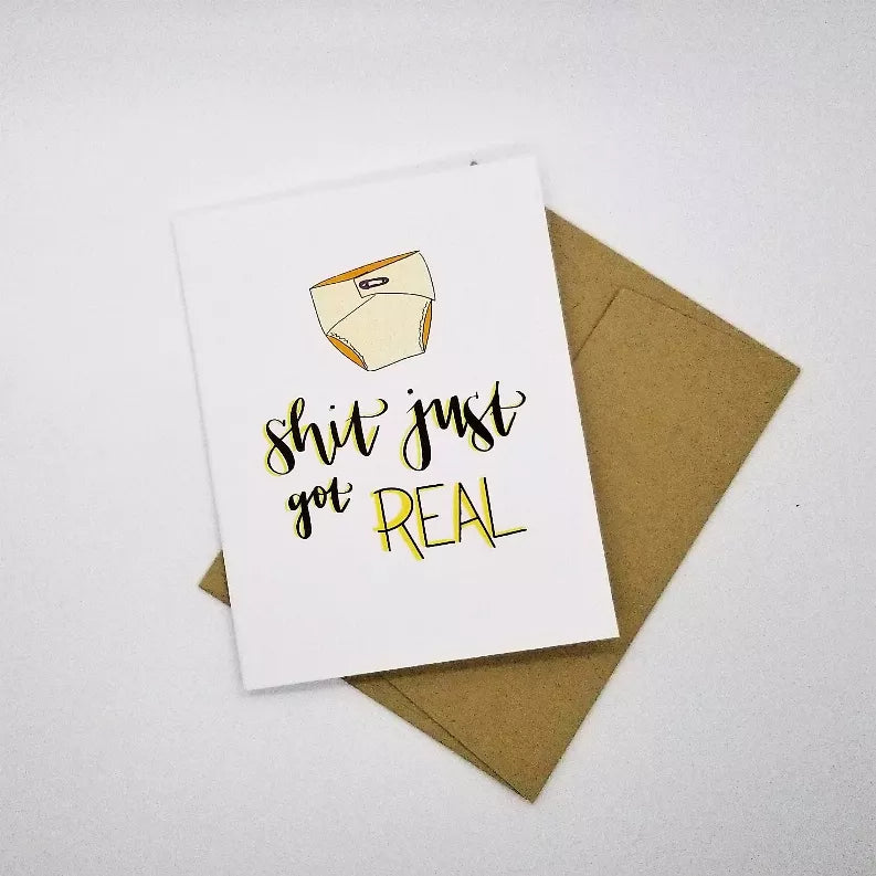 Shit Just Got Real - Greeting Card Black Cat Bazaar