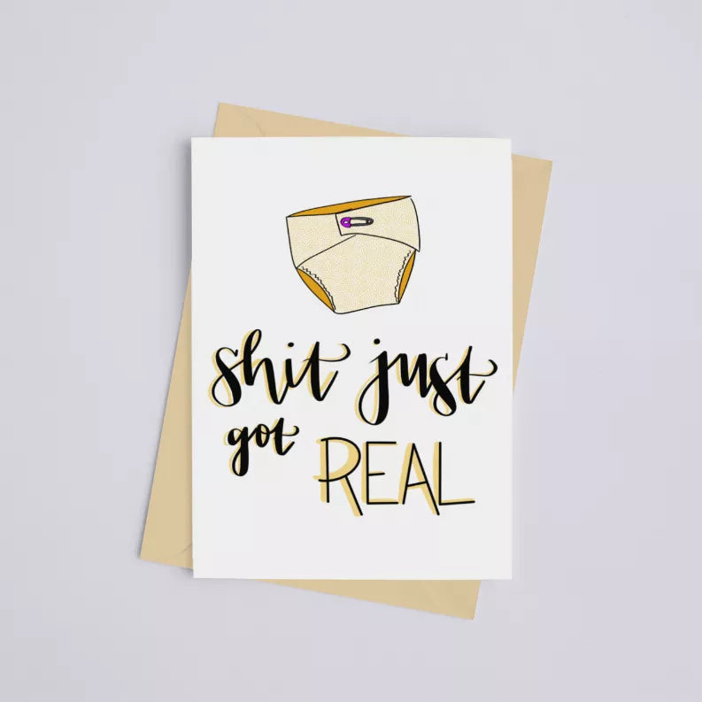 Shit Just Got Real - Greeting Card Black Cat Bazaar