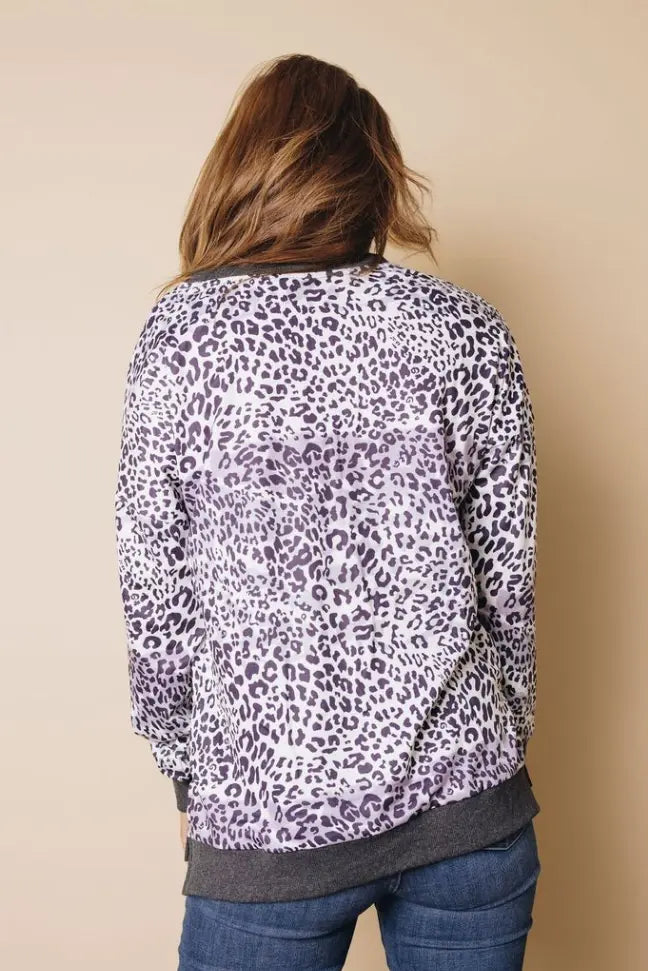 Shonda Leopard Color Block Top Stay Warm in Style