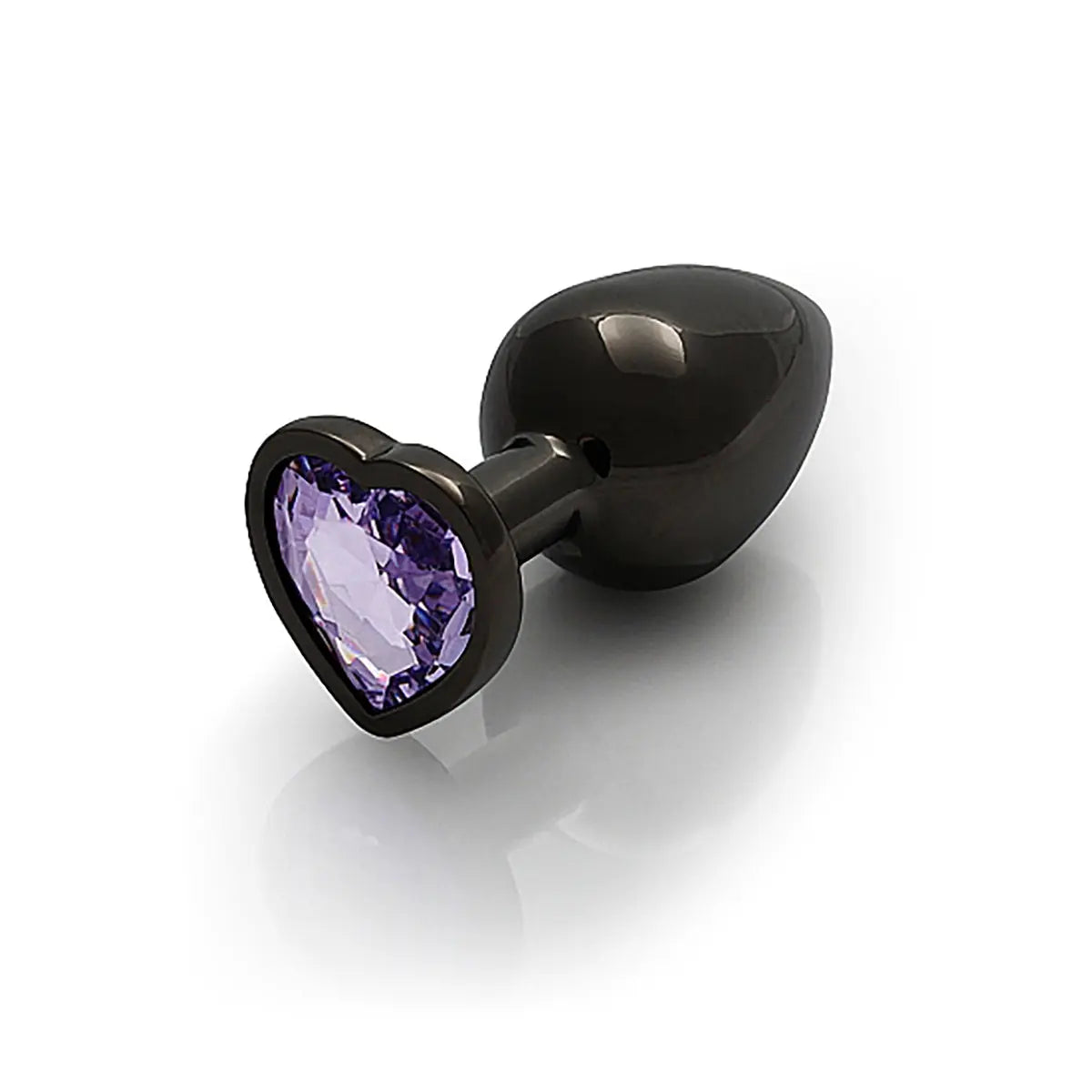 Shots Ouch! Heart Gem Butt Plug Large - Gunmetal/Amethyst - GreatEagleInc