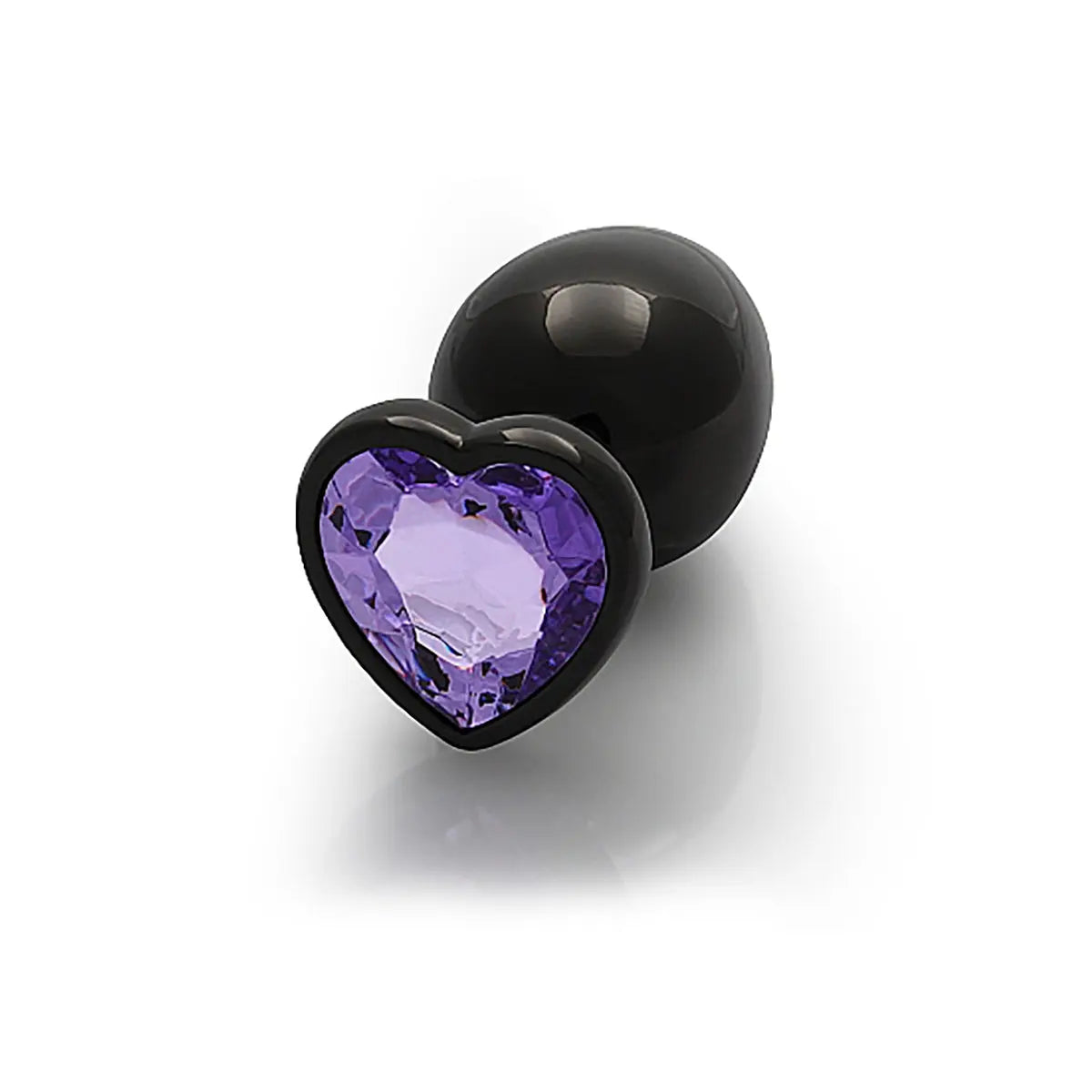 Shots Ouch! Heart Gem Butt Plug Large - Gunmetal/Amethyst - GreatEagleInc