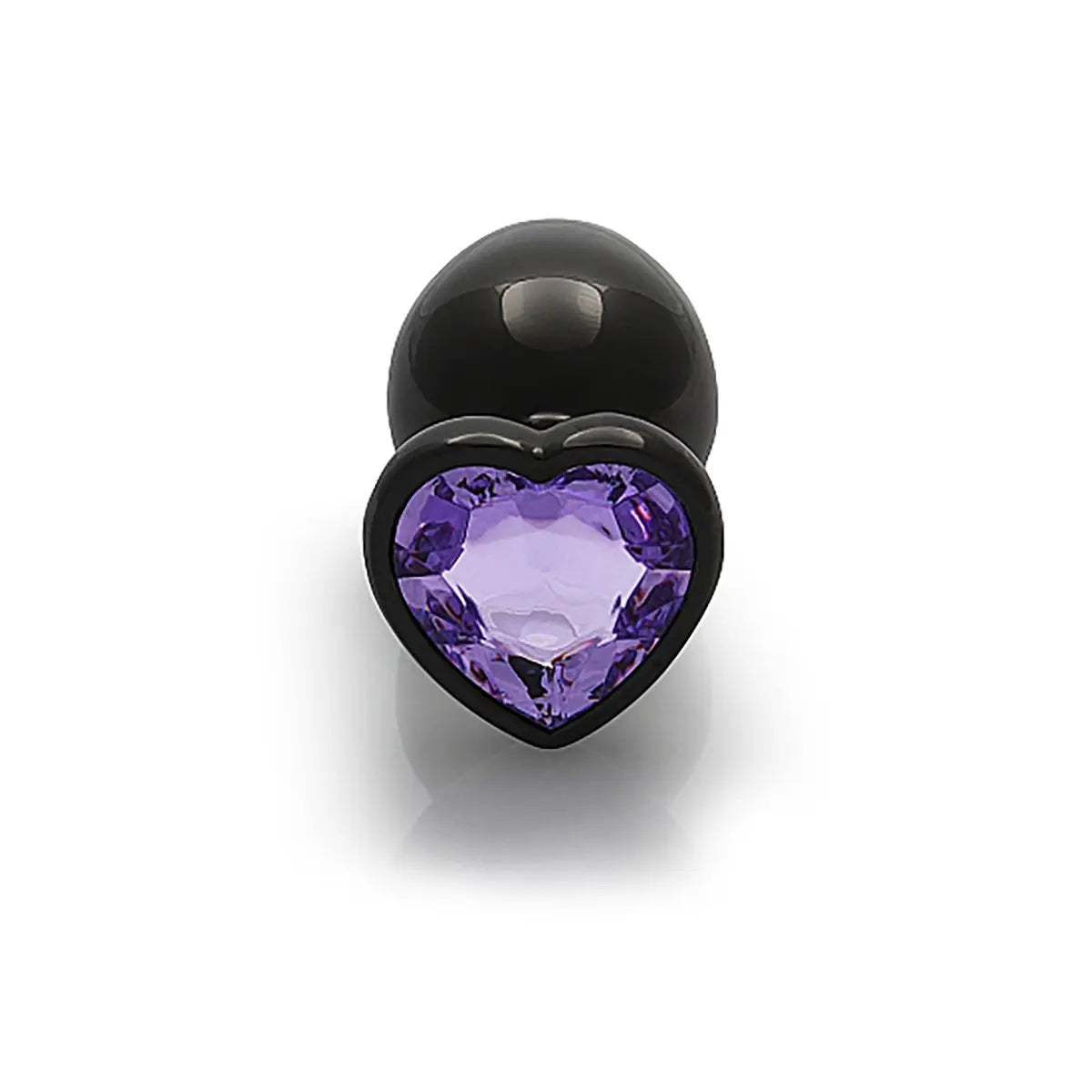 Shots Ouch! Heart Gem Butt Plug Large - Gunmetal/Amethyst - GreatEagleInc