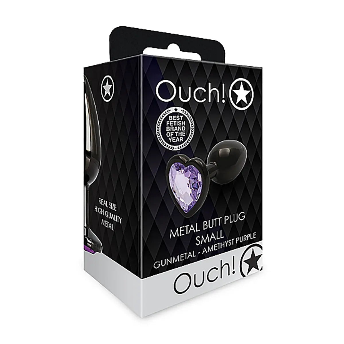 Shots Ouch! Heart Gem Butt Plug Small - Gunmetal/Amethyst Shots