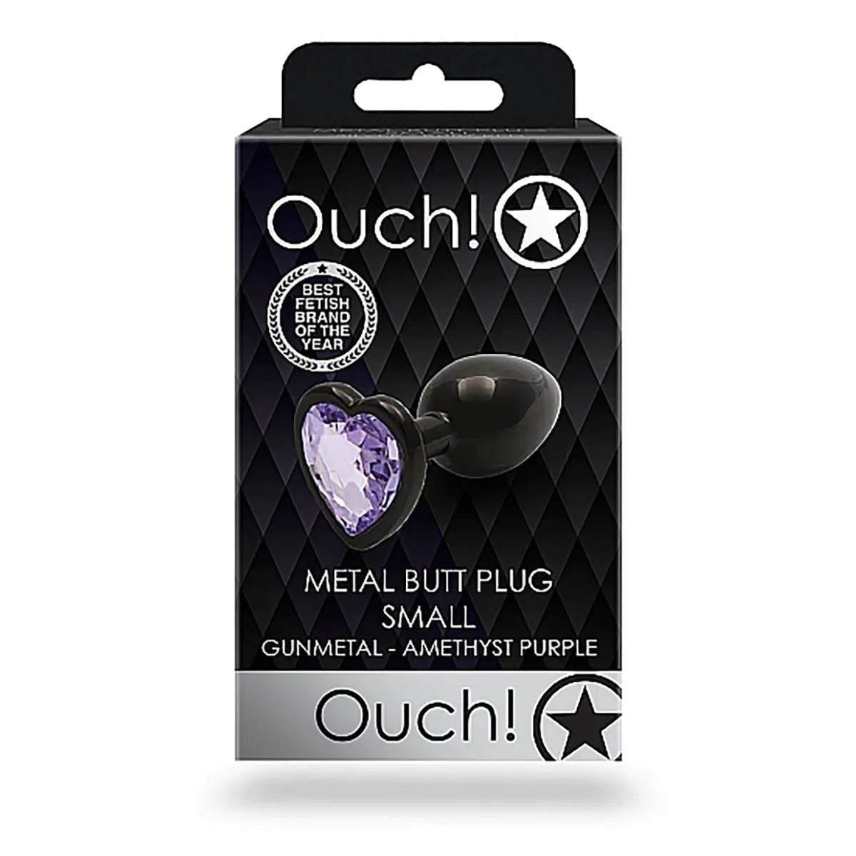 Shots Ouch! Heart Gem Butt Plug Small - Gunmetal/Amethyst Shots