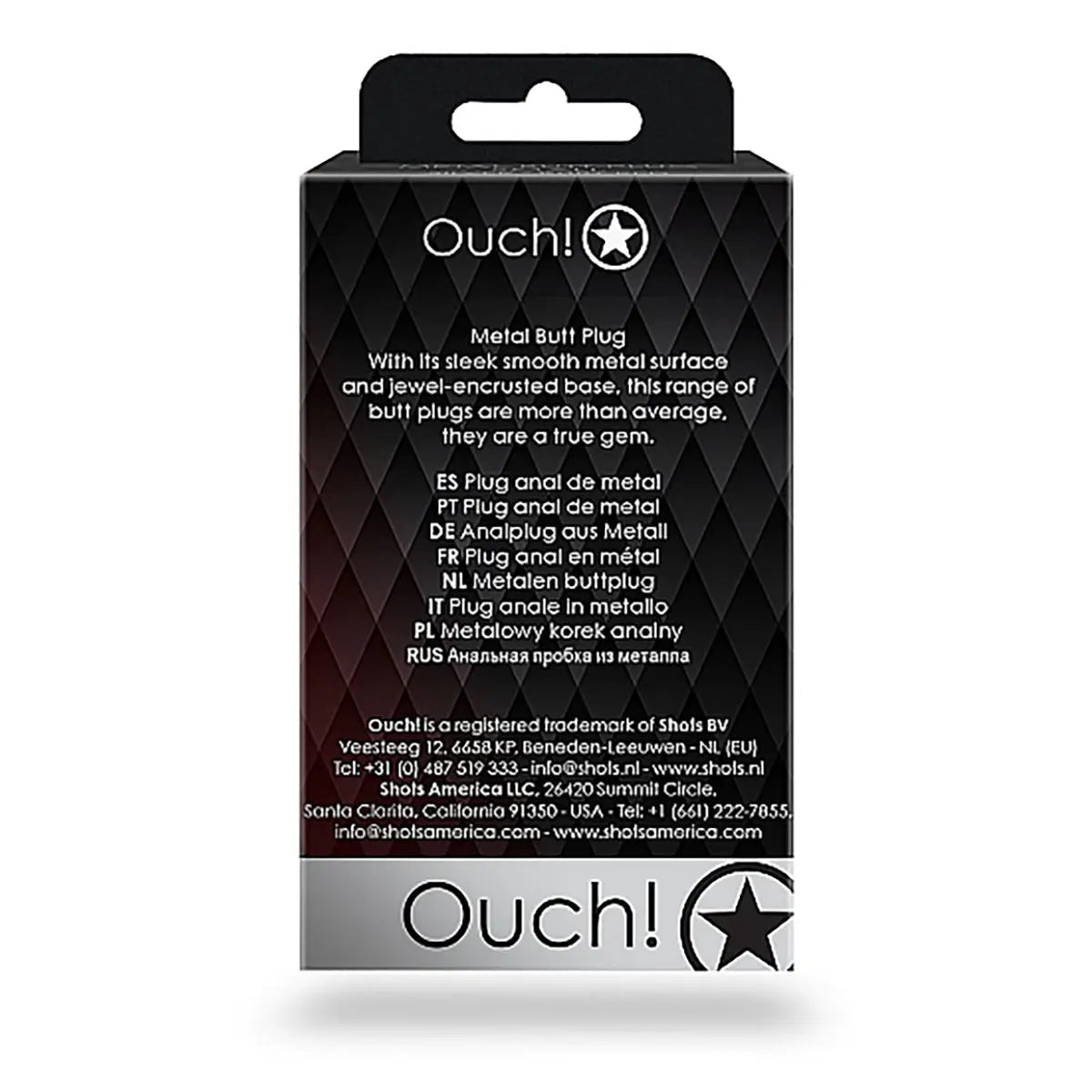Shots Ouch! Round Gem Butt Plug Small - Silver/Ruby Red Shots