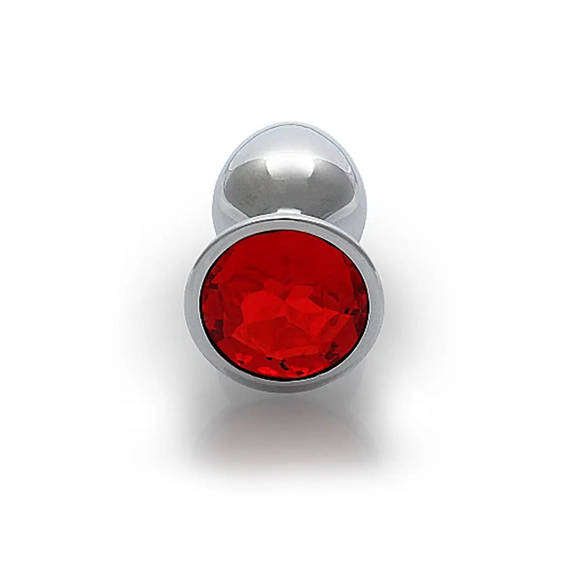 Shots Ouch! Round Gem Butt Plug Small - Silver/Ruby Red Shots