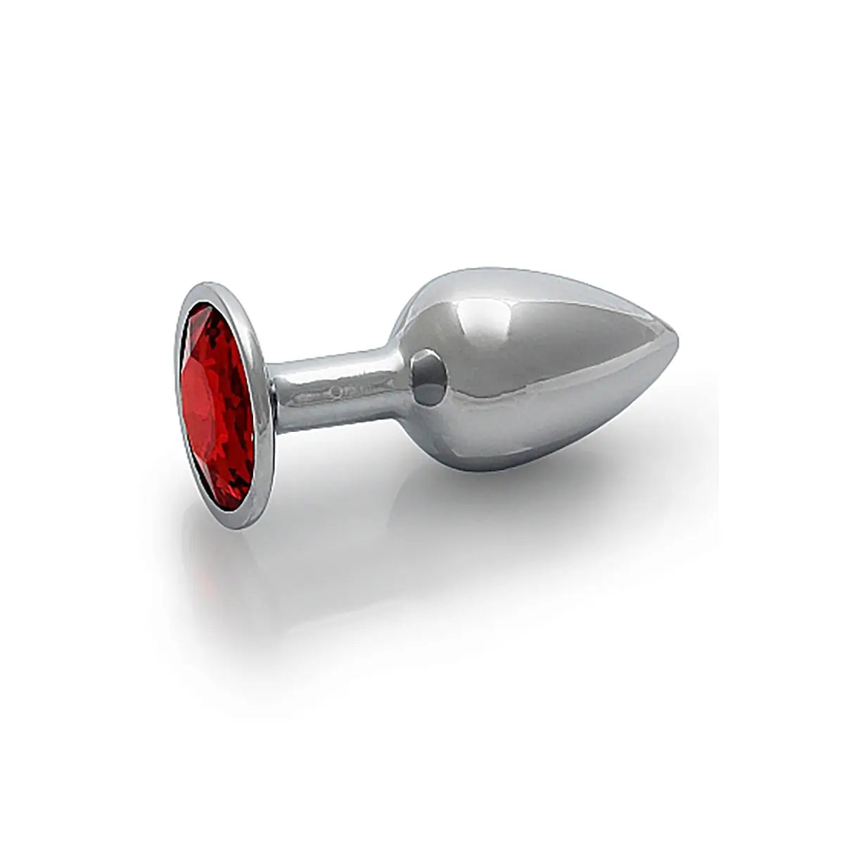 Shots Ouch! Round Gem Butt Plug Small - Silver/Ruby Red Shots