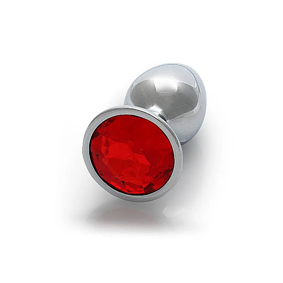 Shots Ouch! Round Gem Butt Plug Small - Silver/Ruby Red Shots
