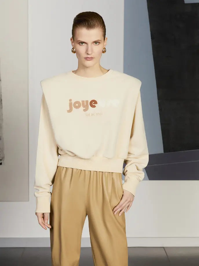 Shoulder Pad Embroidered Sweatshirt Monique Store