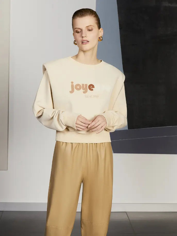 Shoulder Pad Embroidered Sweatshirt Monique Store