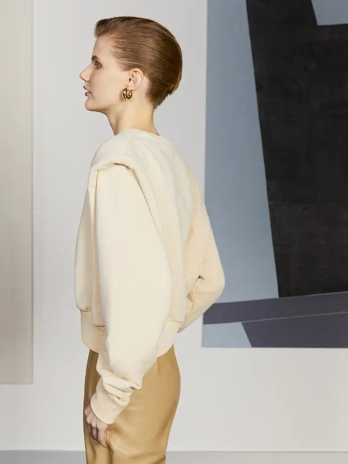 Shoulder Pad Embroidered Sweatshirt Monique Store