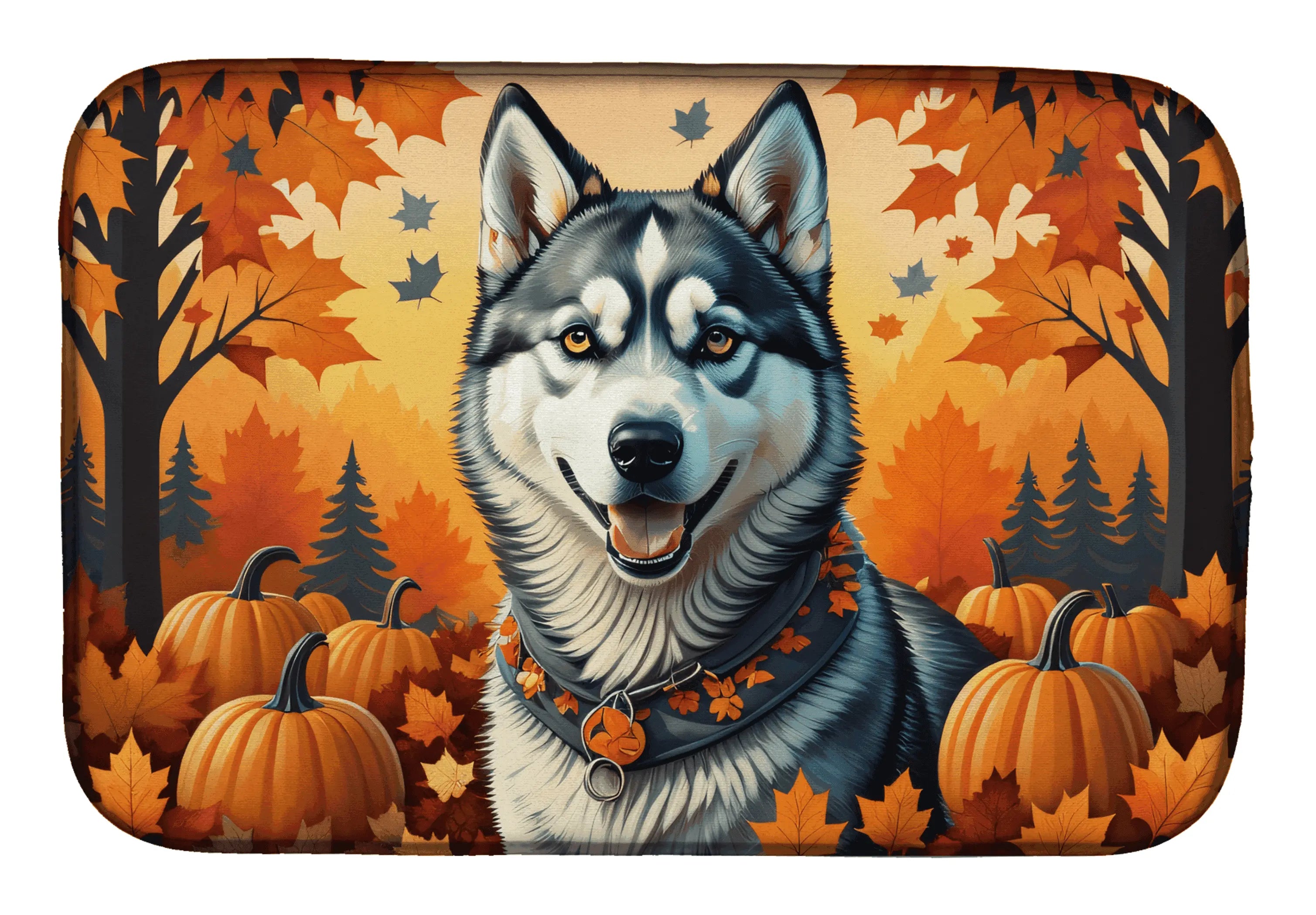 Siberian Husky Fall Dish Drying Mat Caroline's Treasures