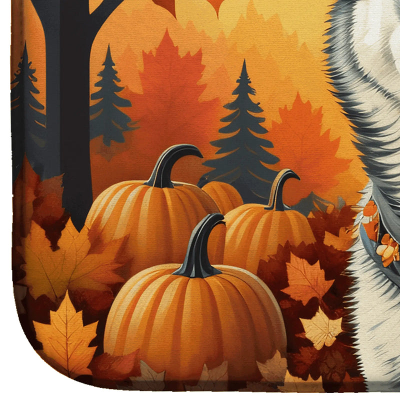 Siberian Husky Fall Dish Drying Mat Caroline's Treasures