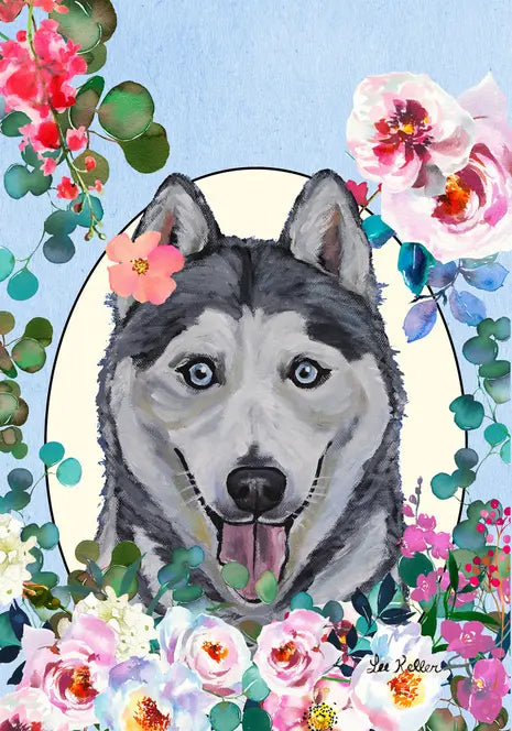 Siberian Husky - Hippie Hound Studios Spring  House and Garden Flags Best of Breed