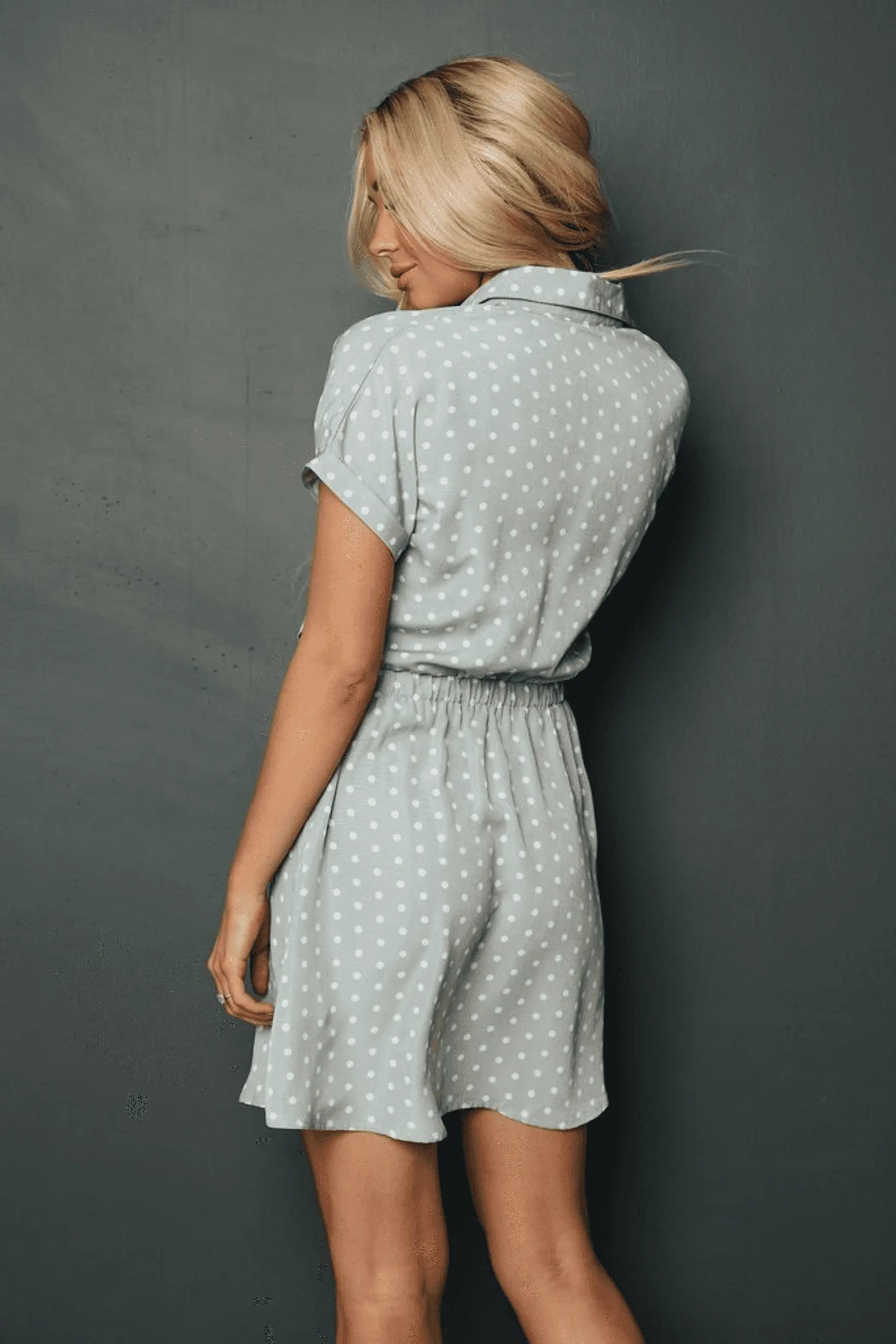 Sicily Polka Dot Mini Dress Stay Warm in Style